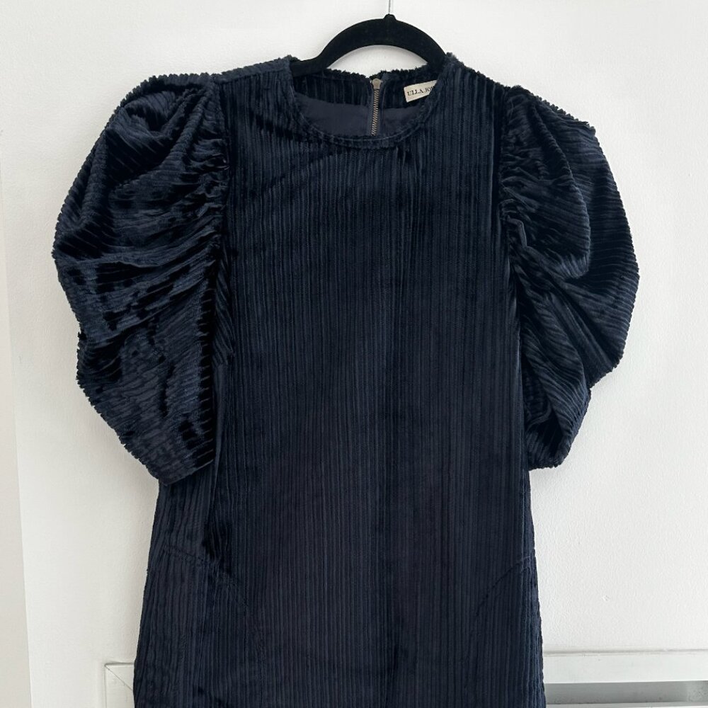 Ulla Johnson Navy Velvet Ribbed Dress